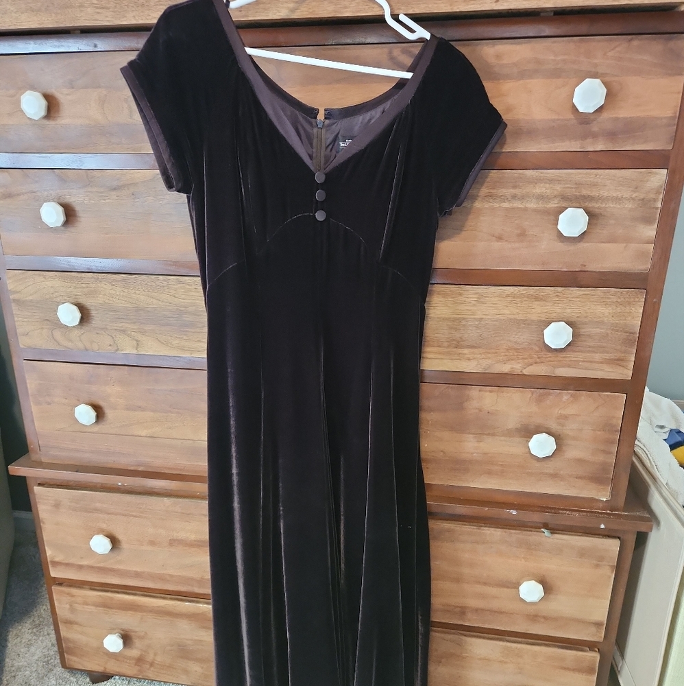 Floor length velvet gown